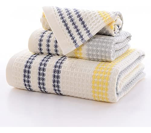 Toalla De Gofre Delgada Para Baño 100% Algodón Secado Rápido