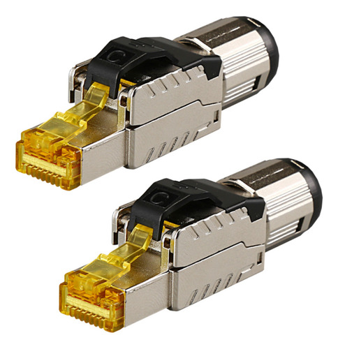 Conector Ethernet Industrial Cat8 De 2 Piezas, Campo Blindad