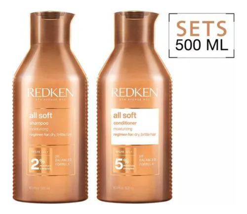Set All Soft Redken Shampoo + Acondicionador 500ml Pelo Seco