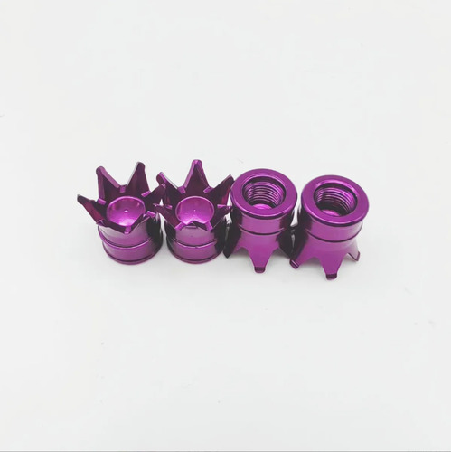 Kit X2 Tapas De Valvula Corona Bici Moto Auto Tunning Morado