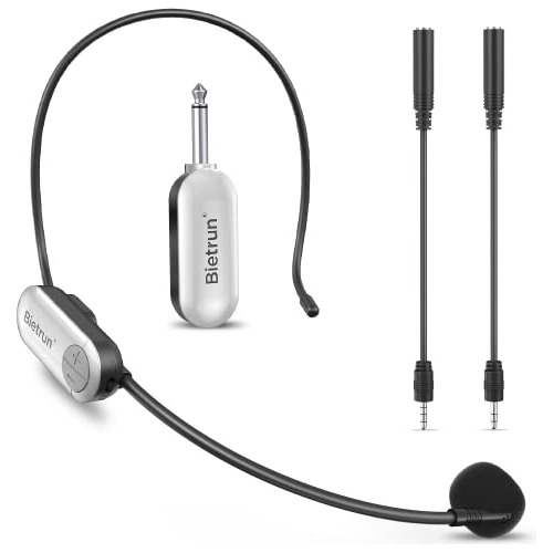 Bietrun Uhf Wireless Microphone Headset, 165ft Range, Workin