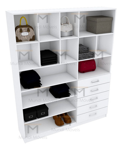 Armário Closet Loja Com Gavetas M140.2021.b (prateleiras) Branco