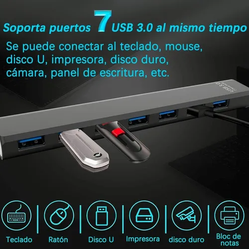 Multi Usb 3.0 Hub Divisor De 7 Puertos Velocidad De 5 Gbps