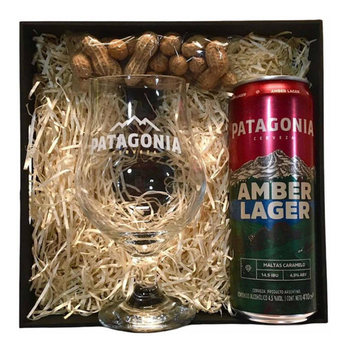 Kit Patagonia Amber Lager 410ml + Copa + Maní - Pérez Tienda