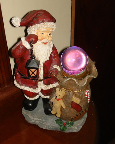 Santa Claus Navidad Fuente Agua Y Luz Cambia Colores #100