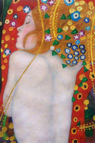 Vinilo Decorativo 20x30cm Sea Serpents Pintura Gustav Klimt