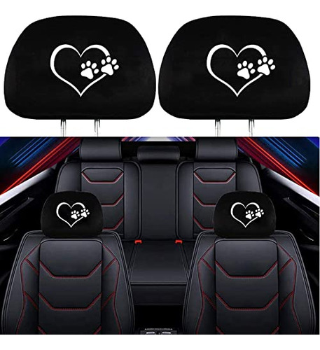 2 Pack Headrest Covers For Dog Paw, Soft Black Fabric H...
