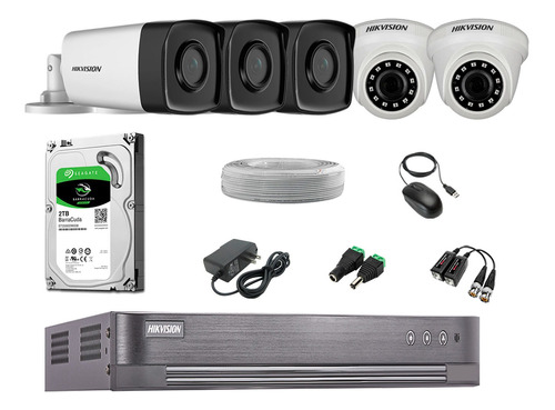 Kit 5 Cámaras De Seguridad It3f Hikvision Full Hd 2tb 40m Ir