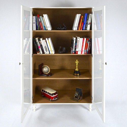 Ditália E-957 estante para livros 2 portas vidro Branco