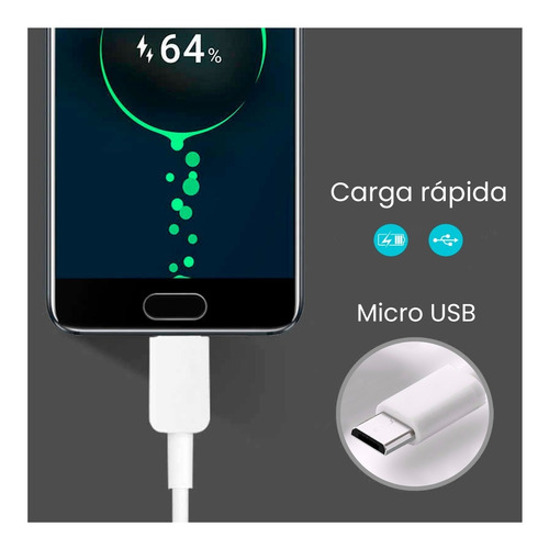 Imagen 7 de 7 de Combo Cargador 5v 2.0a Tipo V8 Carga Rapida Usb Datos Moss