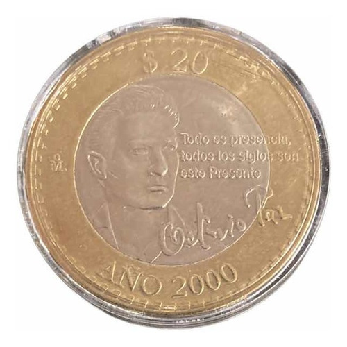 Moneda $20.00 Octavio Paz Año 2000