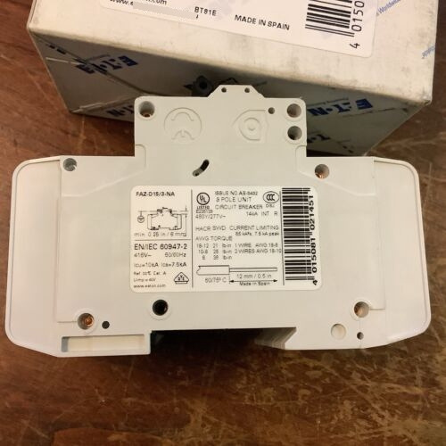 Eaton Faz-d15/3-na Circuit Breaker 15a 277/480v 3-pole ( Bby