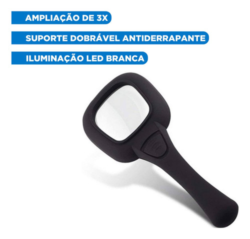 Lupa De Mão Com Luz Led 20 Lumens 3x Ergonômica - Unyhome