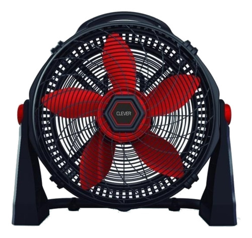 Ventilador de pared y de piso Clever VEP20 negro con 5 palas color  rojo, 20" de diámetro 220 V