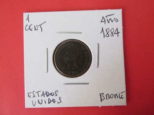 Moneda Estados Unidos 1 Centavo De Bronce Año 1884 Siglo Xix