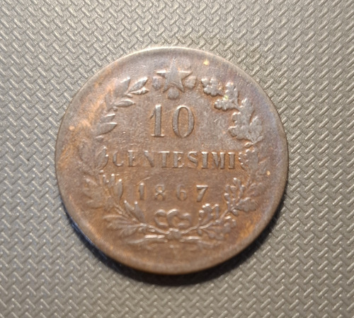 Italia. 10 Centesimi 1867. Km# 11 (Usado)