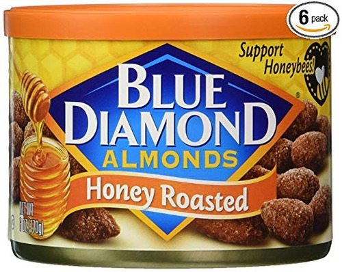 Blue Diamond Almendras, Miel Asado, De 6 Onzas (paquete De 6