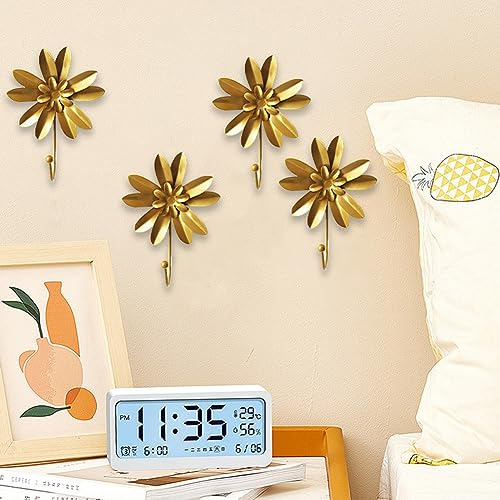 4 Ganchos De Flores Doradas Estilo Retro Para Decoración
