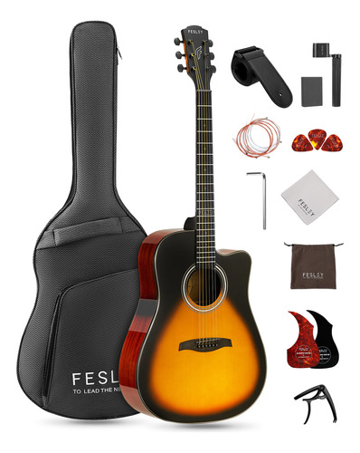 Fesley Guitarra Acustica De 41 Pulgadas, Kit De Guitarra Acu