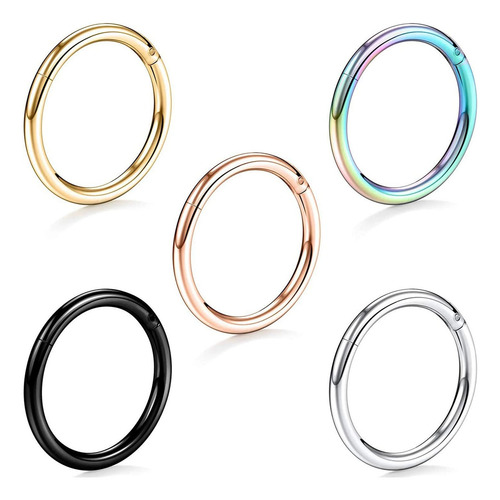 Piercing Septum Acero Argolla Oreja Nariz 10mm 2 Piezas Color Negro