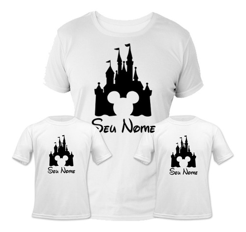 Disney Viagem Férias Mickey Com Nome Kit Família 9 Camisas