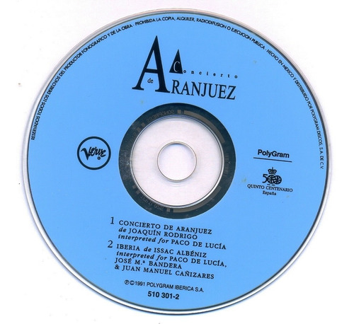 Cd Paco De Lucía Concierto De Aranjuez (Usado)