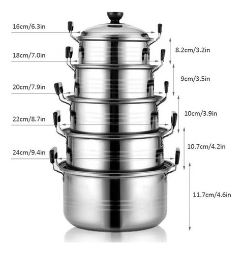 Juego De Ollas Gruesas De Cinco Piezas Con Bandeja Para Coci