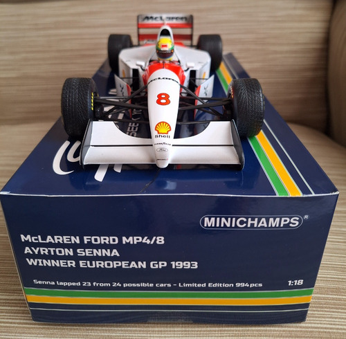 F1 Mclaren Mp4/8 Gp Europa Dirty Version Ayrton Senna 1/18 Branco
