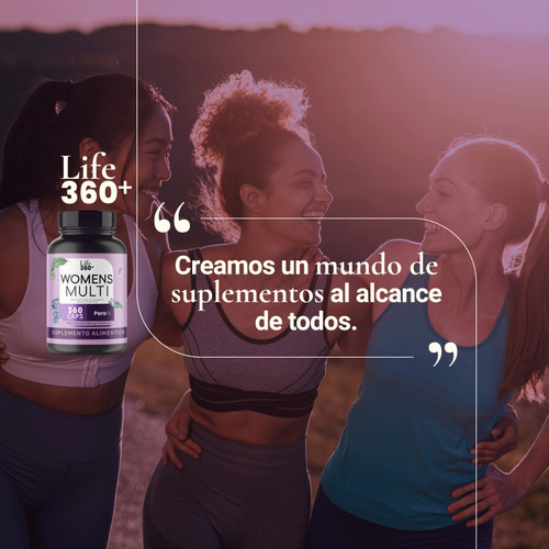 Imagen 5 de 5 de Multivitaminico Mujer 360 Capsulas Vitaminas Para Mujer Life Sabor Sin Sabor (vitaminas Mujer)