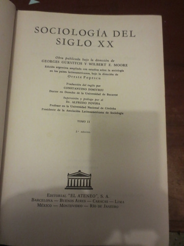 Libro Sociologia Del Siglo Xx Por Georges Gurvitch Y W Moore