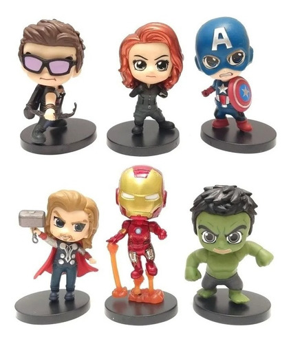 Figuras Marvel Avengers Cabezones Colección Set X 6  