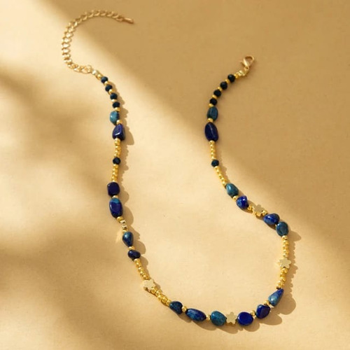 Collar De Cadena De Cuentas Chapado En Oro