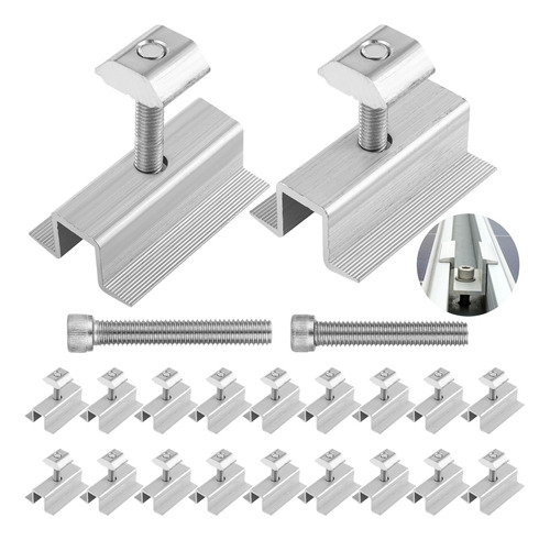 Lnrueg 20 Pcs Clamps Del Panel Solar Mid, Kit De La Abrazade