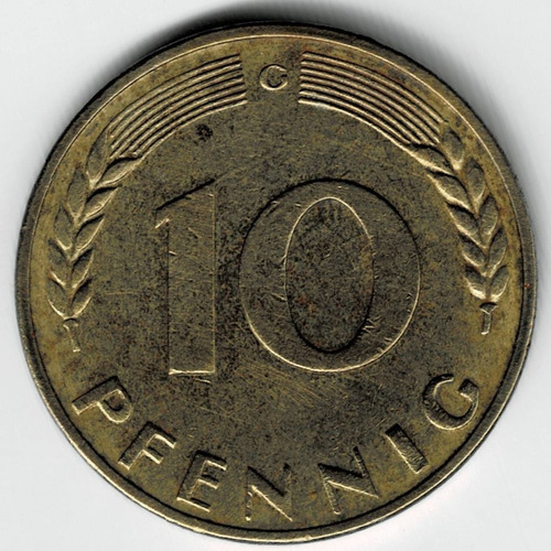Moneda  De  Alemania  10  Pfennig  1950  G
