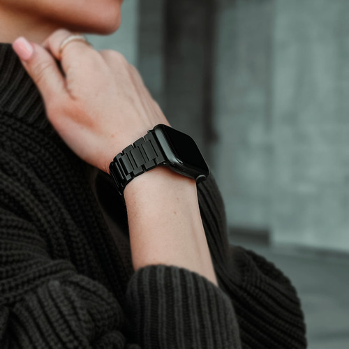 Pulseira De Aço Inox Para Smartwatch Series 6 7 8 9 Se Ultra Cor Prata Listra Rosê