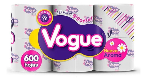 Rollo De Papel Higienico Vogue 6 Rollos Con 600 Hojas