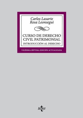 Curso De Derecho Civil Patrimonial, De Lasarte, Carlos. Editorial Tecnos, Tapa Blanda En Español
