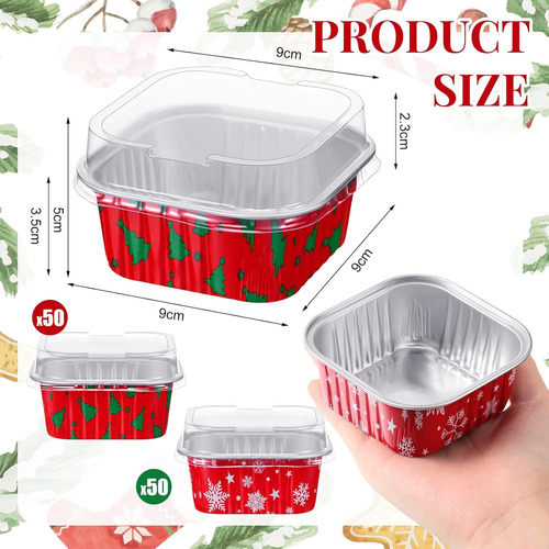 Recipiente Navideño De Aluminio Para Cupcakes, 100 Unidades,
