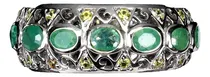 Comprar Anillo De Esmeraldas Y Zafiros, Plata 925 Y Oro Blanco 14k