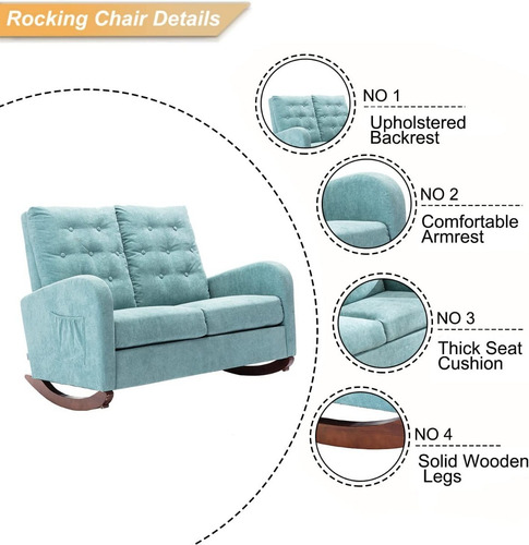 Sofa Mecedor Biplaza Tela Color Cyan Marca Ssline
