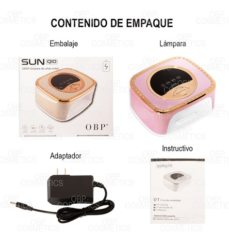 Obp Lámpara De Uñas Secadora Uv/led Recargable 288w Aurora