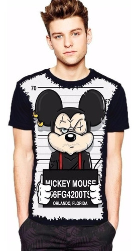 Camiseta Swag Mickey Preso Thug Life Estilo Obey Thug Nine
