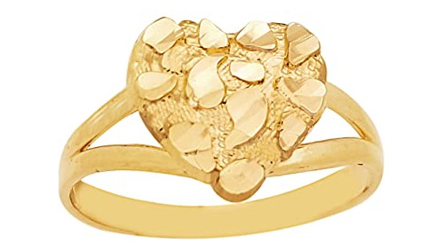 Anillo En Forma De Corazón De Oro Macizo De 10k