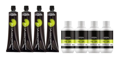 Kit Loreal 4 Oxidante Mini Inoa 20v - 60ml+ 4tubos Inoa 6.0