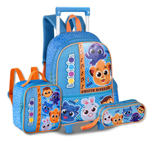 Mochila Escolar Clio Bolofofos Bf246687172 Cor Azul Design Geométrico