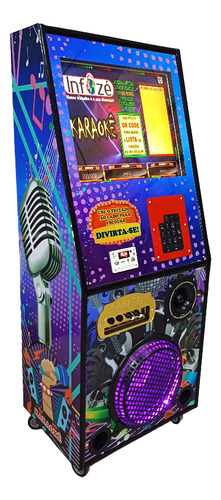 Maquina Karaoke Caixinha 6 X 1 Com Tela 17 Polegadas Roxa