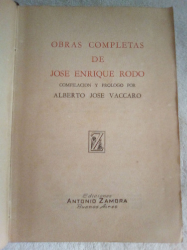 Obras Completas De Jose Enrique Rodo   