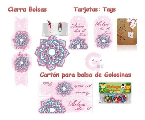 Kit Imprimible Mandalas Rosas Xv Amigas Mama Madre S91