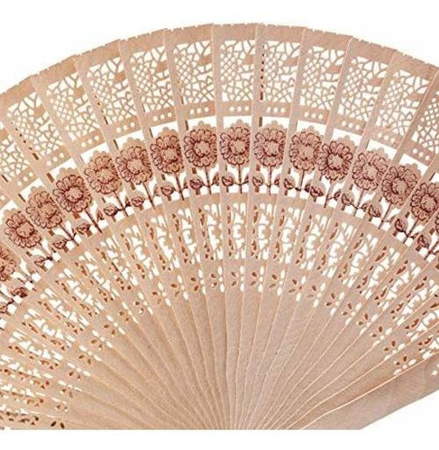 Imagen 4 de 4 de Set De 50pcs Sandalwood Fan Favoritos Con Bolsas De Regalo Y