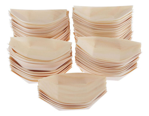 Cyt 100 Peças Madeira Prato Comida Para Barco 135x77mm